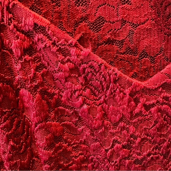 Pins &  Needles Urban Outfitters Burgundy Crimson Sweetheart Lace Dress Sz Large - Picture 6 of 12